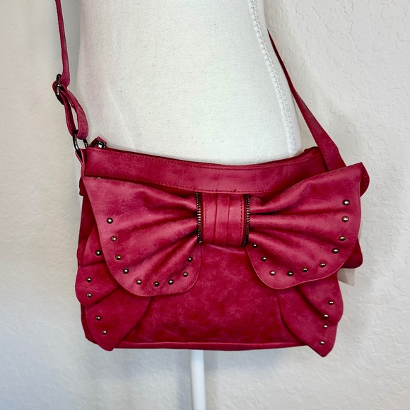 Del Mano Pink Bow-Adorned Bag/ Crossbody NWT - Picture 9 of 11